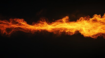 Fototapeta premium Fiery Energy Stream Isolated on Black Background Perfect for Overlaying