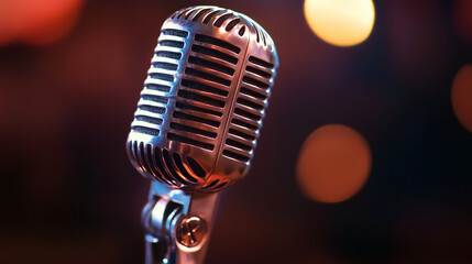 A vintage-style microphone captures the essence of old-school audio recording.
