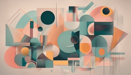 geometric shapes and organic forms blend in a vibrant digital canvas
