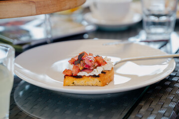 Delicacies and snacks at the buffet or banquet. Catering.