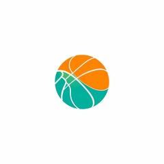 Abstract Basketball: An artistic basketball illustration, merging vibrant orange and teal hues in a dynamic and captivating design, suitable for sports-related designs.