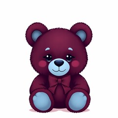 Obraz premium Crimson Teddy Bear: A charming illustration of a crimson teddy bear, complete with a ribbon, captures a sense of comfort, nostalgia, and innocence, making it an ideal emblem of affection.