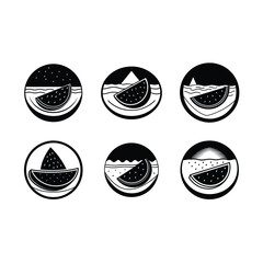 Naklejka premium Watermelon on the Beach - A Refreshing Slice of Summer Design