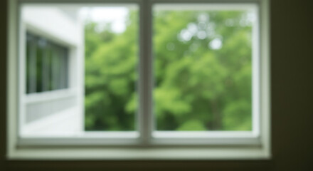 Window View: Greenery & Light. Freshness and Tranquility at Home. Nature Inside.