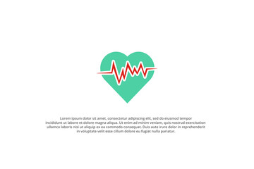 heart care ekg symbol rate logo