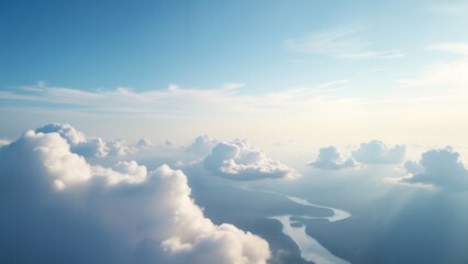 Fototapeta premium A view of a river in the middle of a large group of clouds.