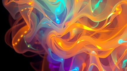 Obraz premium Abstract Smoke: A mesmerizing display of swirling, vibrant colors in a fluid, abstract form, reminiscent of smoke or ethereal energy. The piece showcases a dynamic interplay of light and shadow.