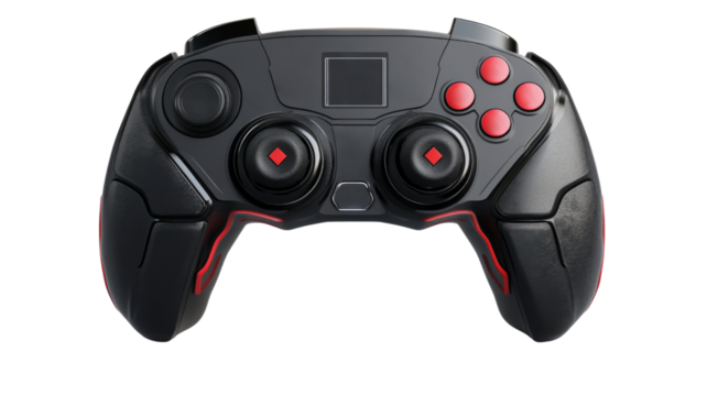 Modern wireless game controller isolated on transparent background