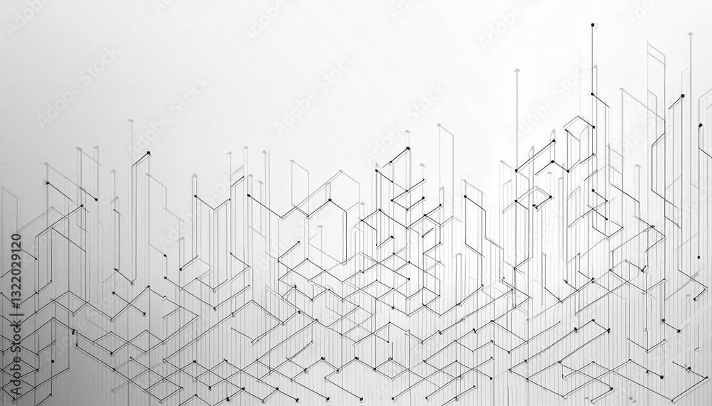 Aufkleber abstract futuristic hexagonal molecular structure with connecting lines and nodes on a white background, ideal for technology, science, and innovation