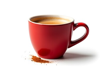 Fototapeta premium Red Coffee Cup Filled with Espresso and Cinnamon