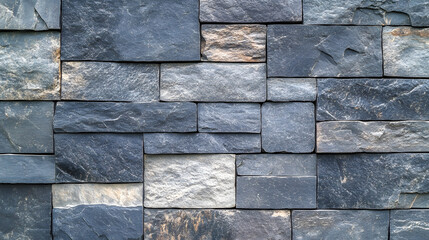 Rustic Blue Stone Wall with Copy Space