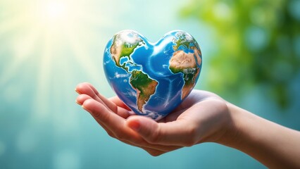 A person holding a heart shaped globe in their hands.