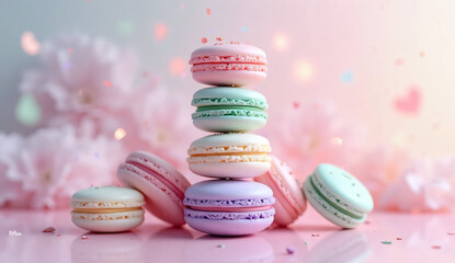 Obraz premium Pastel Macarons with a Dreamy Aesthetic