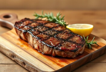 Photorealistic image of a juicy meat steak