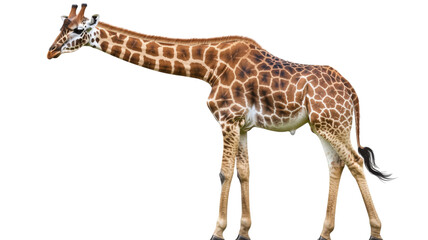 Fototapeta premium Walking giraffe isolated on transparent background