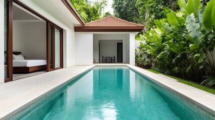 Floating Breakfast in Tropical Villa s Private Pool with Lush Garden View