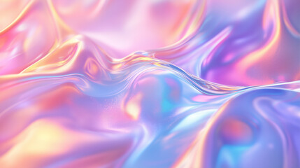 Holographic purple and blue fabric with a shiny, metallic texture. The fabric is draped over a surface, creating a sense of movement and fluidity. The colors evoke a feeling of luxury and opulence