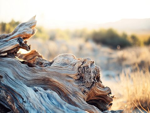 swirling fragments of dry ded wood trunk and branches on the foreground