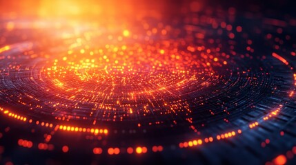 Glowing concentric rings with bright, abstract patterns and depth of field