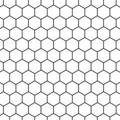Hexagon geometric grid pattern isolated on transparent background, Abstract black honeycomb texture horizontal backdrop design, illustration png file
