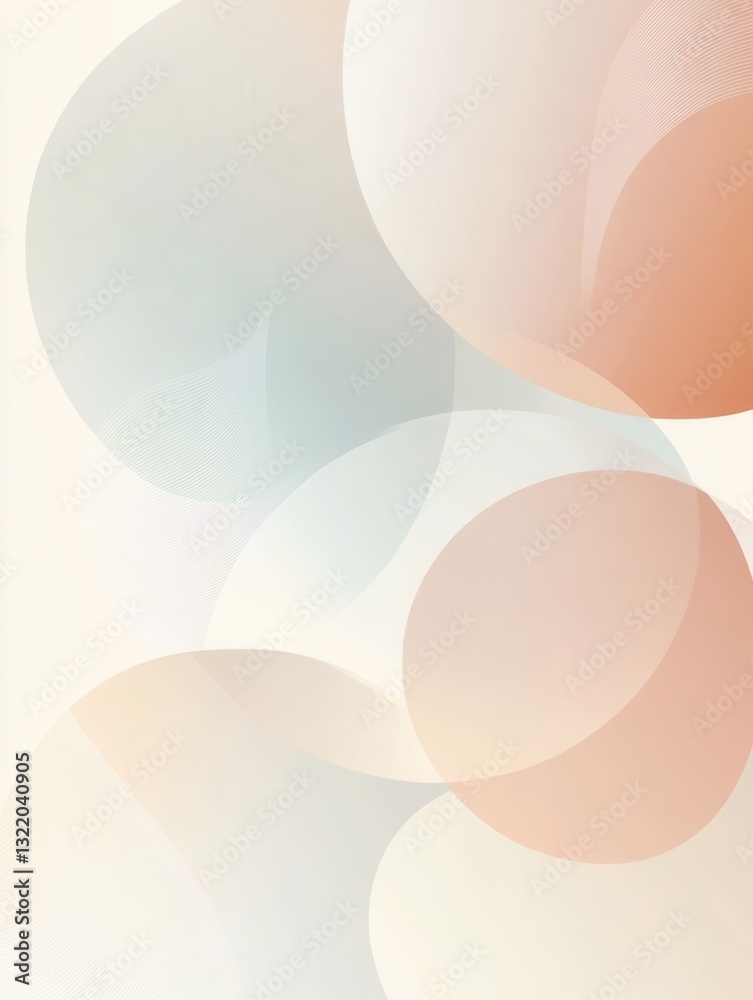 Poster Soft overlapping geometric shapes create a modern minimalist background with pastel tones and subtle gradients for creative projects