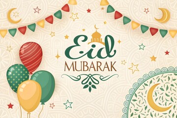 Colorful Eid Celebration Design PNG