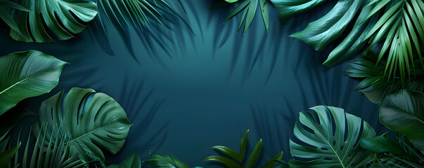 Fototapeta premium A green leafy background with a large leaf in the center