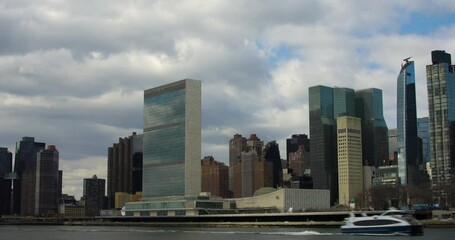 Sun Appearing over United Nations in New York, Time-lapse