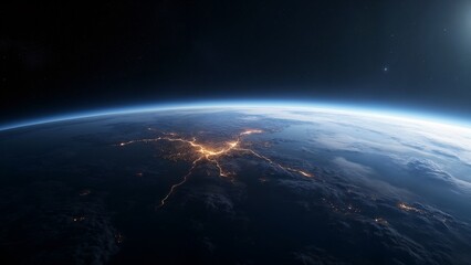 Obraz premium A view of the earth from space at night.