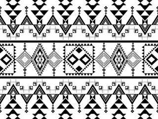 Fototapeta premium Geometric Ethnic Traditional tribal black and white stripe background. Seamless tribal pattern, folk embroidery, ornament. Design for Home Decoration, fabric, textile, print, rug, paper, tattoo