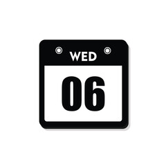 calender icon, 06 wednesday icon with white background