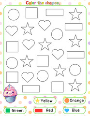 Shape Coloring Activity
- A fun worksheet where kids color shapes based on a given color key to learn shapes and colors.

