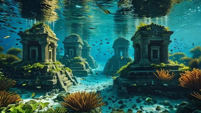 old mysterious sunken city at the bottom of the ocean

