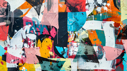 Fototapeta premium A colorful painting with a lot of different colors and shapes