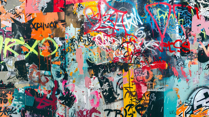 A wall covered in graffiti with the word "expo" on it
