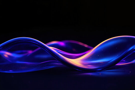 Flowing Wave Design in Dark Blue and Purple with Orange Accents for Modern Abstract Background