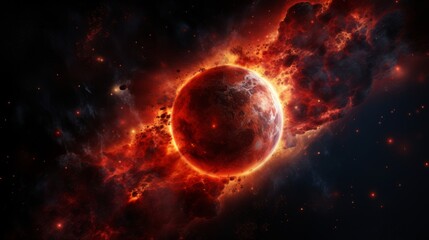 Central axis through a planet or star set against a vast, empty cosmic background