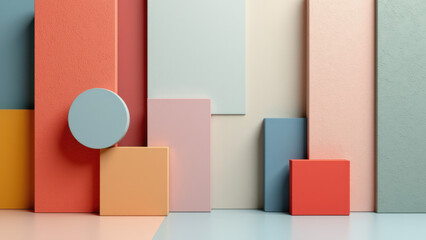 Acoustic panels arranged in a geometric pattern on a stage.