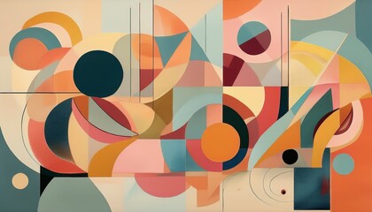 geometric shapes and organic forms blend in a vibrant digital canvas