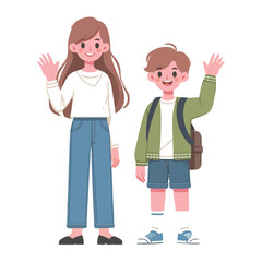 vector young man standing and jumping happily