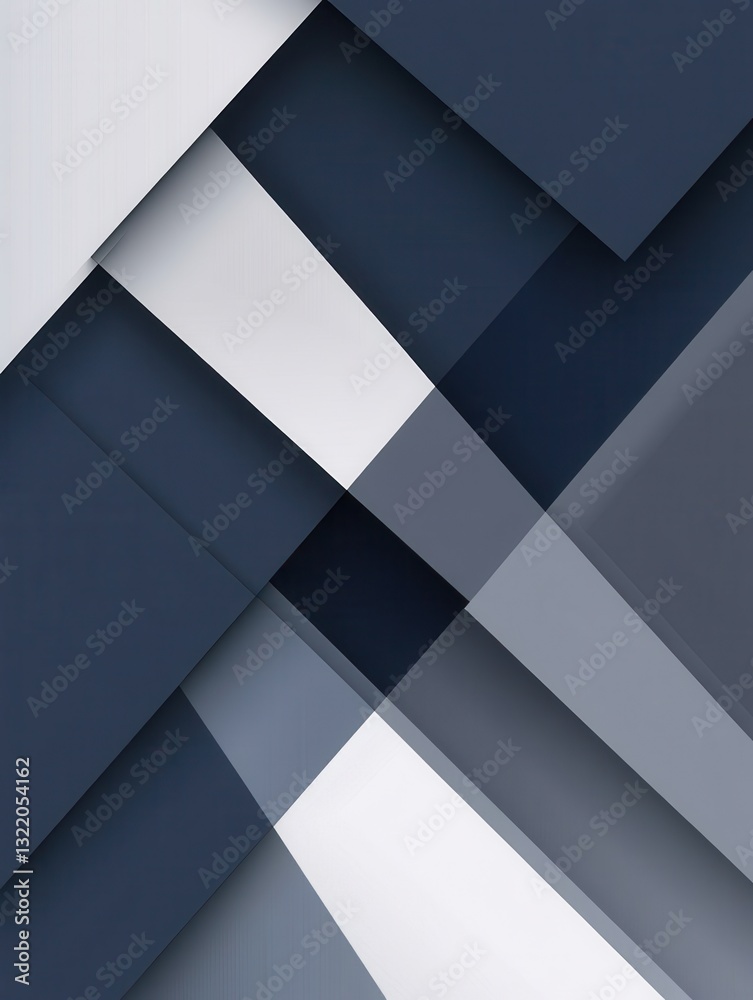 Poster structured geometric background in navy blue, gray, and white illustrating stability and governance 