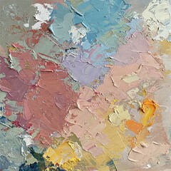Naklejka premium Abstract Expressionist Painting: Thick Textured Brushstrokes & Vivid Color Explosion abstract art, creative artwork, color explosion, gestural painting, impasto texture, expressive abstract,contempor