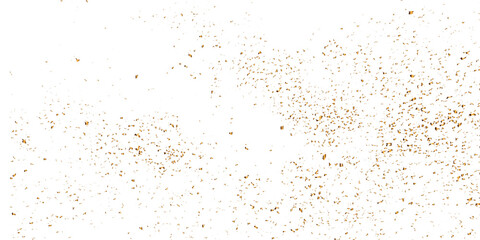 Abstract doted and confetti golden glitter and zigzag ribbon particles splatter on transparent background. Luxury golden glitter confetti that floats down falling bokeh celebration background.	