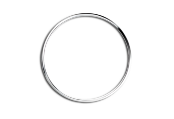 Modern Metallic Round Frame in Shiny Silver Finish and Flawless White Background for Elegant Design Projects Transparent PNG Format Image File