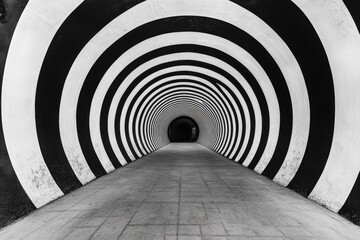 Obraz premium This black and white photograph captures the image of a circular object in clear and precise detail Optical illusion inspired abstract background with depth and perspective .