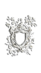Obraz premium Luxurious Metal Frame Decorated with intricate Floral Shield Design for Elegant Wall Decor and Artistic Home Accent Transparent PNG Format Image File