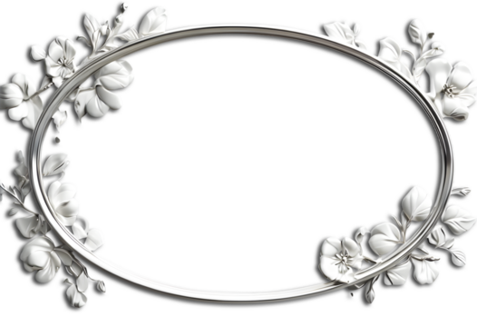 "Decorative Ornate Oval Frame: Shiny Metallic Finish and Exquisite Floral Patterns for Elegant Wall Art and Home Decor Transparent PNG Format Image File