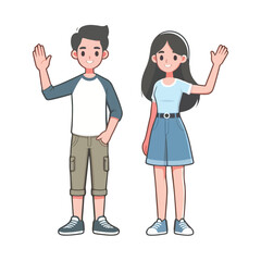 vector young man standing and jumping happily