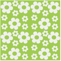 green pattern with white flowers vector