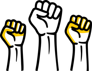 Fototapeta premium Human rights and freedom symbol. Raised fist vector icon set.